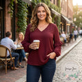 NY Collection Textured Ruffle-Trim Top, Size XL by Vanessa Jane