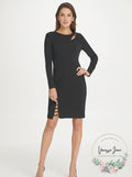 DKNY Womens Beaded Cutout Crepe Sheath Dress-Black, Size 2 by Vanessa Jane