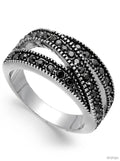 Inc Hematite-Tone Crystal Overlap Stackable Ring , Size 8 by Vanessa Jane