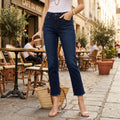 Inc Straight-Leg Frayed-Hem Ankle Jeans, Dark Indigo, Size 2 by Vanessa Jane