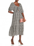 Aqua Bow Front Floral Dress, Size Medium by Vanessa Jane
