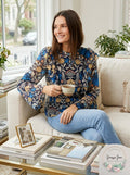 INC Womens Floral Print Ruffled Blouse, Size Large by Vanessa Jane