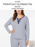 Alfani Printed Lace-Up Pajama Top, Size 3X by Vanessa Jane
