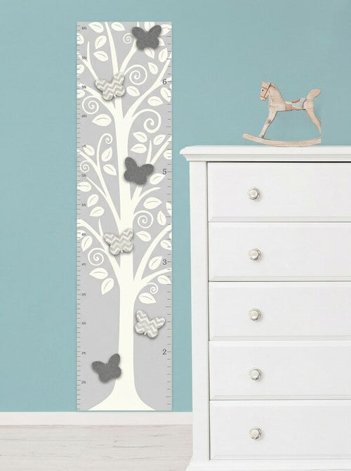 Brewster Silhouette Tree with 3D Butterflies Growth Chart Wall Decal by Vanessa Jane