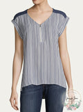 BCX Womens V Neck Cap Sleeves Blouse-Juniors, Blue/ Size Small by Vanessa Jane