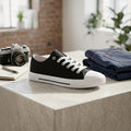 Women Sugar Paige White No Tie Lace Up Canvas Sneakers Black Denim Shoes 6 M by Vanessa Jane