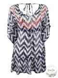 Miken Womens Embroidered V-Back Ruffled Tunic Dress Swim Cover-Up , Medium by Vanessa Jane
