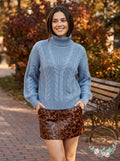 Crave Fame Juniors Turtleneck Cable Knit Sweater, Size XL by Vanessa Jane