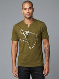 Inc Mens Studded Wolf T-Shirt, Dark Olive, Size Large by Vanessa Jane