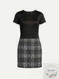Calvin Klein Women's Black Zippered Plaid Short Sleeve Dress, Size 1 by Vanessa Jane