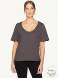 LAmade Women's Kaia Lace up Top, Raven, Size Large by Vanessa Jane