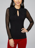 I.n.c. Twist Keyhole Mesh-Sleeve Top Size Large by Vanessa Jane