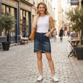 Inc Tulip-Hem Jean Skirt, Size 8 by Vanessa Jane