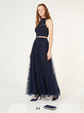 Say Yes to the Prom Juniors Rhinestone Applique Top, Navy, Size 13 by Vanessa Jane