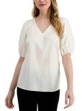 Alfani Smocked-Shoulder Top, Size Medium by Vanessa Jane