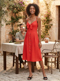 Teeze Me Juniors Bow-Tie Button MIDI Dress - Tangerine, Size 1 by Vanessa Jane