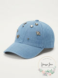 August Hats Womens Charms Denim Baseball Cap Blue, One Size by Vanessa Jane