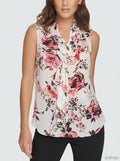 Dkny Floral Tie-Neck Top, Size Large by Vanessa Jane
