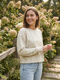 Circle X All Over Floral Sweatshirt Oatmeal, Size Large by Vanessa Jane