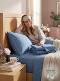 Aq Textiles Ultra Cool 700 Thread Count 4 PC. Sheet Set, King – Blue by Vanessa Jane