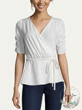 John Paul Richard Women's Ruched Belted Top White , Size Small by Vanessa Jane