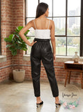 Almost Famous Juniors Bustier Paperbag Jumpsuit, Size Medium by Vanessa Jane