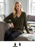 Love By Design Juniors Oversize Cable Pullover Sweater, Olive, Size Medium by Vanessa Jane