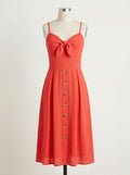 Teeze Me Juniors Bow-Tie Button MIDI Dress - Tangerine, Size 1 by Vanessa Jane