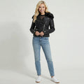 Guess Womens Black Faux Leather Motorcycle Jacket,Size XS by Vanessa Jane