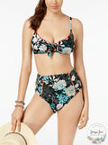 Bar III Floral-Print Tie Front Bralette Bikini Top by Vanessa Jane