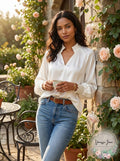 Vince Camuto Womens Ivory Smocked Blouson Sleeve Split Wear to Work Blouse Small by Vanessa Jane