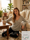 Hippie Rose Juniors Long-Sleeve Henley T-Shirt, Size Large by Vanessa Jane