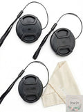 Unique Design Lens Cap Bundle, 3 Pcs 77mm Center Pinch Lens Cap and Cap Keeper by Vanessa Jane