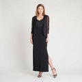 Connected NINA Black Eyelash Metallic floor-length dress, Size 6 by Vanessa Jane