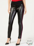 INC Faux-Leather-Front Skinny Side Striped Pants, Size 18 by Vanessa Jane