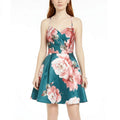 City Studios Juniors Lace-Back Floral-Print Fit & Flare Dress, Size 11 by Vanessa Jane