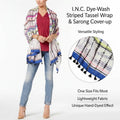 I.n.c. Dye-Wash Striped Tassel Wrap & Sarong Cover-up One Size by Vanessa Jane