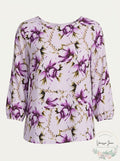 JM Collection Printed Statement-Sleeve Blouse,Size Small by Vanessa Jane
