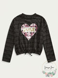 Belle Du Jour Big Girls Sequined Heart Drawstring Shirt, Size XL by Vanessa Jane