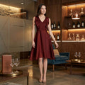 Kensie Womens Ruffle Sleeves Metallic Cocktail Dress, Burgundy, Size 2 by Vanessa Jane