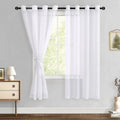 Hiasan White Sheer Curtains for Bedroom With Tiebacks, W52 X L63, 2 Soft Panels by Vanessa Jane