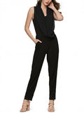 Bar III Women's Sleeveless Draped Jumpsuit, Black, Size Small by Vanessa Jane