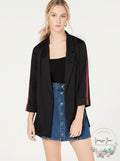 Almost Famous Juniors Stripe-Sleeved Jacket, Size Medium by Vanessa Jane