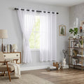 Hiasan White Sheer Curtains for Bedroom With Tiebacks, W52 X L63, 2 Soft Panels by Vanessa Jane