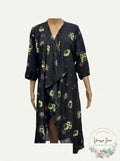 LuLaRoe Kimono Sheer Black/Floral Coverup Cardigan, Size Medium by Vanessa Jane