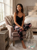I.n.c. Lace-Trim Printed Velvet Pajama Pants by Vanessa Jane