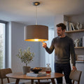 Eglo 1x60W Pendant W/ Satin Nickel Finish and Cappucino and Gold Shade by Vanessa Jane