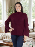 Ny Collection Womens Bell Sleeve Mock Neck Sweater, Size Small by Vanessa Jane