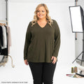 Rachel Rachel Roy Trendy Plus Size Zipper-Back Top Army, Size 0X by Vanessa Jane
