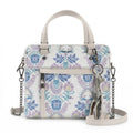 The Sak Alameda Satchel Crossbody Bag Stone Flowing Floral Leather Top Zip by Vanessa Jane